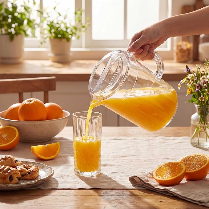 Tessco for you 12 Pcs Plastic Pitchers 60 Ounce Clear Restaurant Jug Large - Image 5