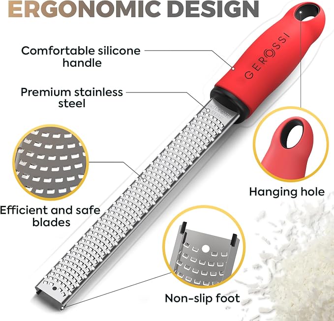 Stainless Steel Cheese Grater & Lemon Zester w/Extra Sharp Blade - Image 4