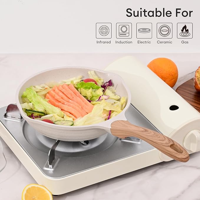 JEETEE 9.5 Inch Nonstick Frying Pan Stone Coating Cookware, Nonstick Omelette - Image 8