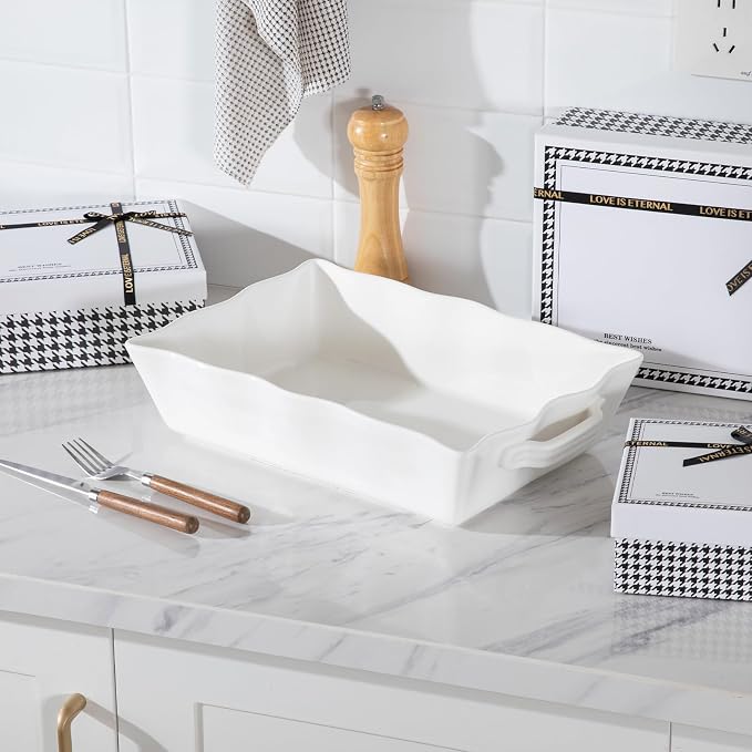 Sweejar Casserole Dishes for Oven, Ceramic 9x13 Baking Dish, Wave Edge Bakeware - Image 6