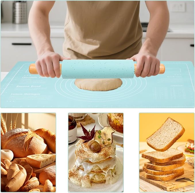 3Pcs Silicone Rolling Pin for Baking Sets, 15Inch Pastry Dough Roller - Image 7