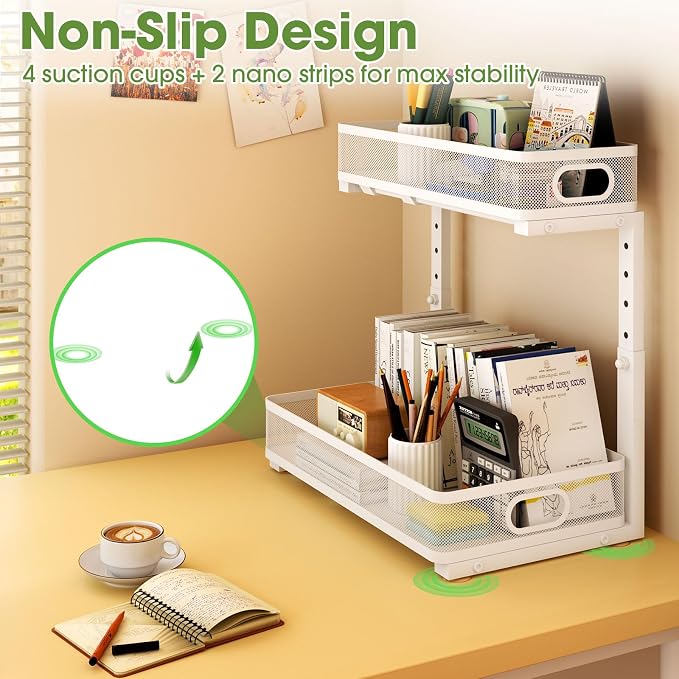 Under Sink Organizer 2-Pack, Metal 2-Tier Pull-Out Cabinet Shelf - Image 8