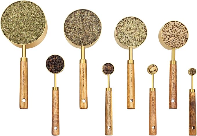 Measuring Cups and Spoons Set of 8, Kitchen/Food/Liquid/Baking by Muchtolove
