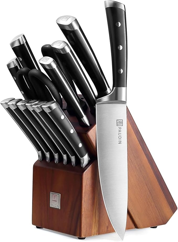 PAUDIN Knife Block Set, 15 Pieces Knife Set by PAUDIN