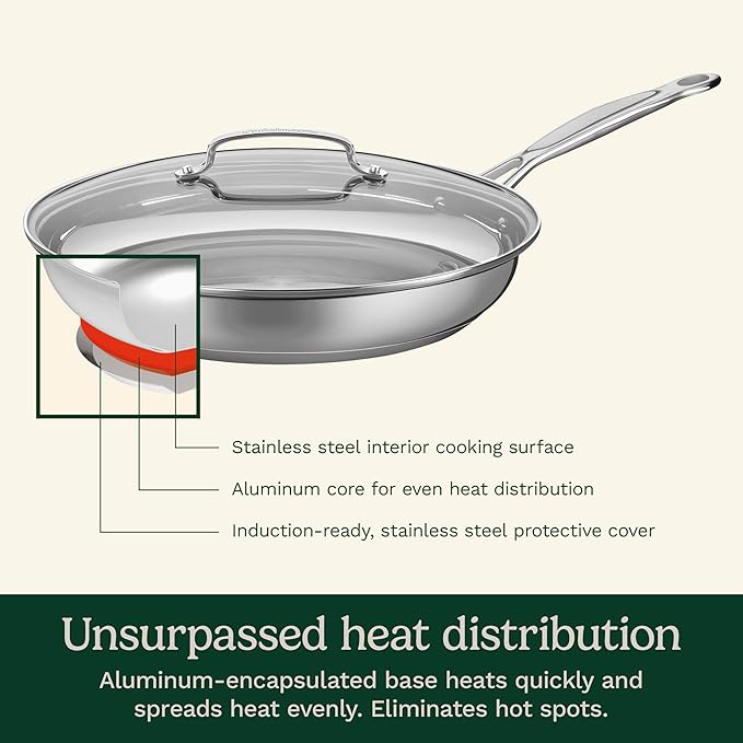 Cuisinart 12 Inch Skillet with Glass Cover, Chef's Classic Collection - Image 2