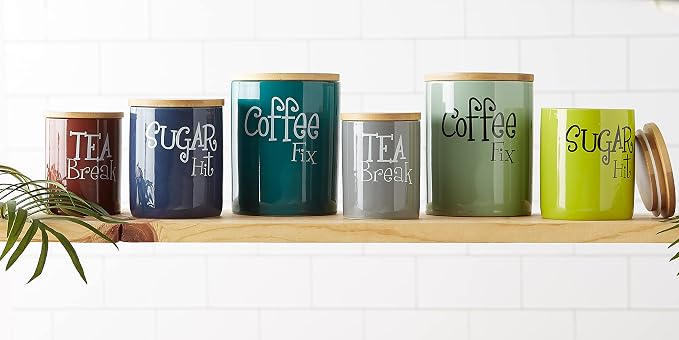 DII Kitchen Accessories Retro Collection Ceramics, Canister Set, Nautical Blue - Image 6