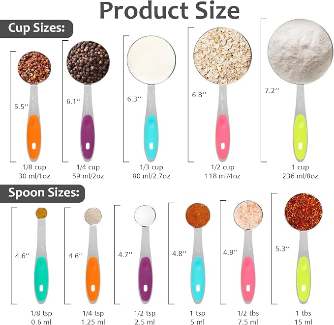Accmor Stainless Steel Measuring Cups and Spoons Set, 11 Piece Metal Stackable - Image 3