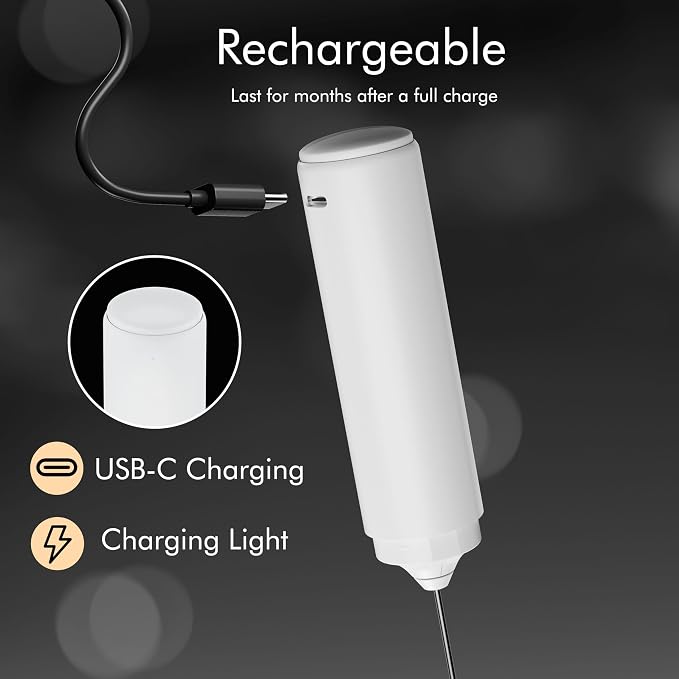 Rechargeable Milk Frother Handheld, 2-IN-1 Dual Spring Whisk Electric Frother - Image 4