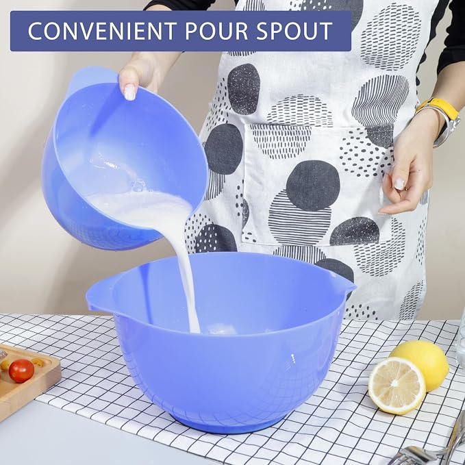 BoxedHome 4 Quart Large Plastic Mixing Bowls, Microwave Safe Mixing Bowl Set - Image 5