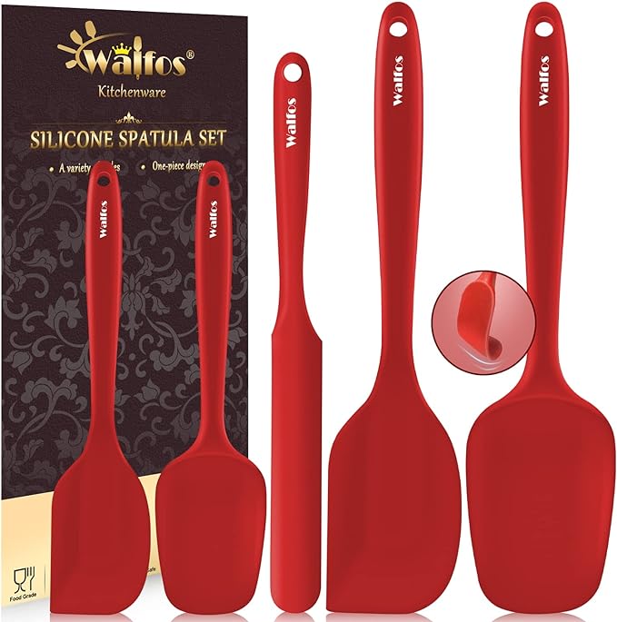 Walfos Silicone Spatula Set of 5-600°F Heat Resistant Kitchen Scraper Spatulas by Walfos