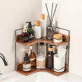 2-Tier Bathroom Counter Organizer, Wooden Corner Shelf by Unknown