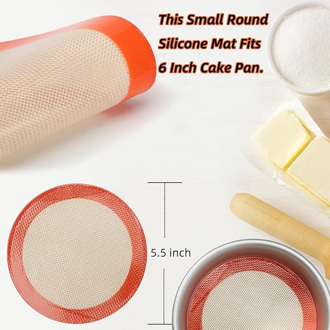 6 Inch Round Baking Mats, Food Grade Silicone Mats - Image 2
