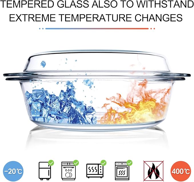 Round Tempered Glass Casserole Dish - Image 6