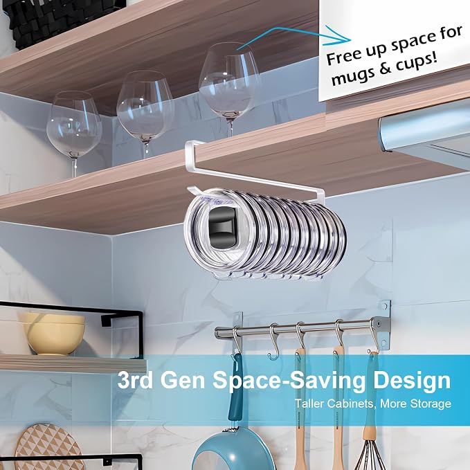 Tumbler Lid Organizer for Corner Cabinets, Space-Saving Cup Holder, Water - Image 3