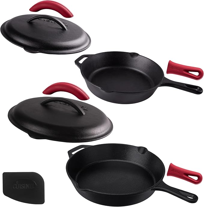 Cast Iron Skillet Set with Lids by Cuisinel
