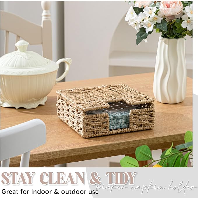 Threehoney Woven Paper Rope Napkin Holder - Image 3