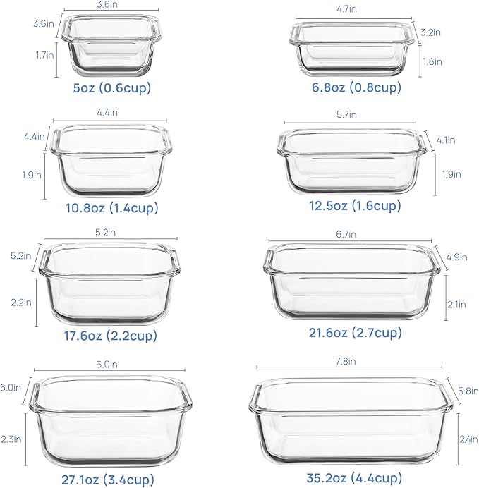 Vtopmart 8 Pack Glass Food Storage Containers - Image 2