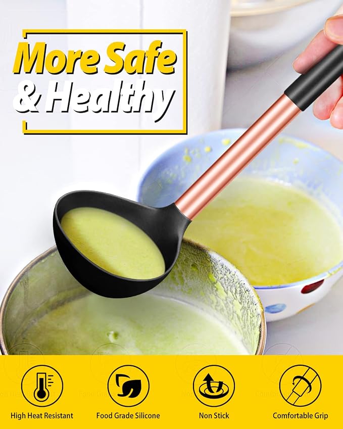 Pack of 2 Ladle Spoon, Silicone Large Spoon - Image 4