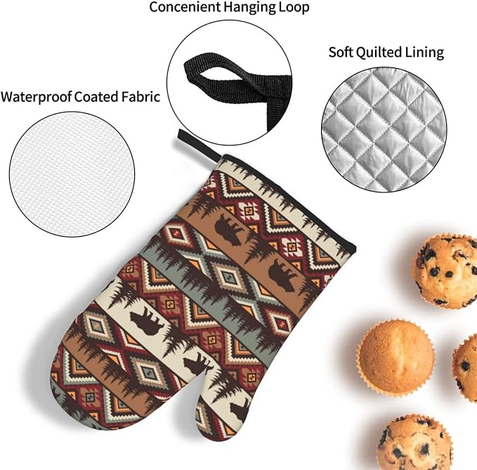 Vintage Rustic Oven Mitts and Pot Holders Sets of 3 Heat Resistant Hot Pads - Image 5
