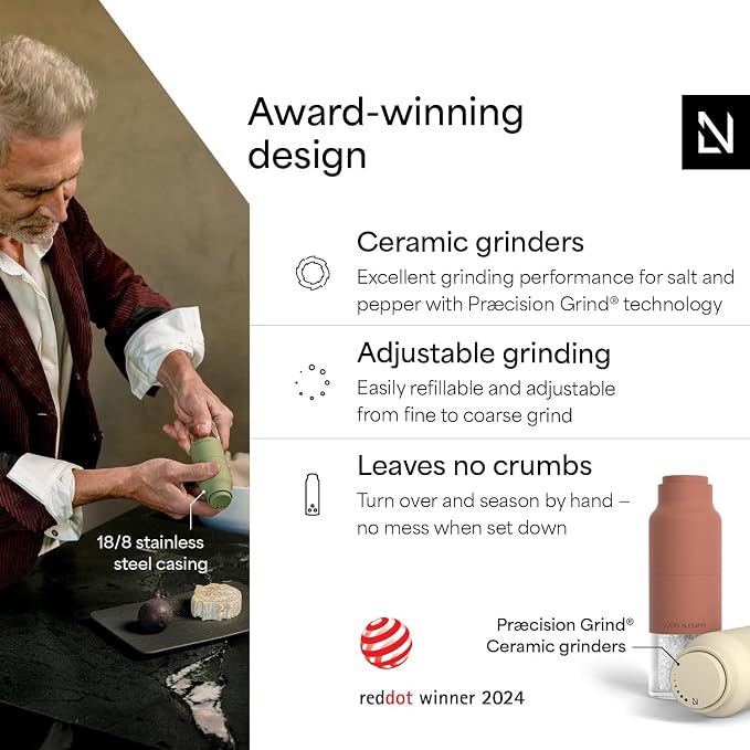 LARS NYSØM Salt and Pepper Grinder Set, Stainless Steel Manual Salt and Pepper - Image 2
