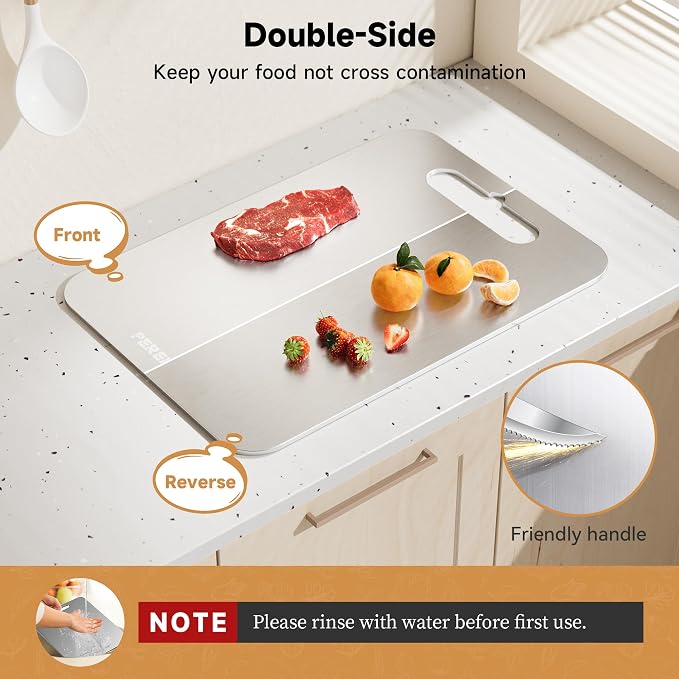 Titanium Cutting Board for Kitchen Set of 3, Cutting Board Double Sided Food - Image 4