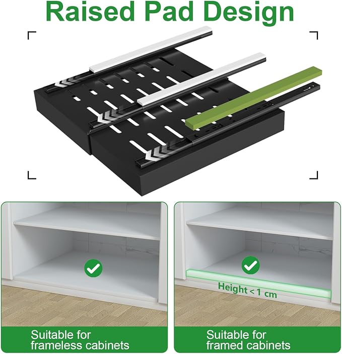 PAKETA 2 Pack Expandable Pull Out Cabinet Organizer, Upgrade 3 Slide Rails - Image 5
