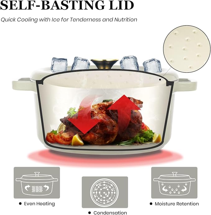 Overmont Enameled Cast Iron Dutch Oven - 5QT Pot - Heavy-Duty Cookware - Image 2