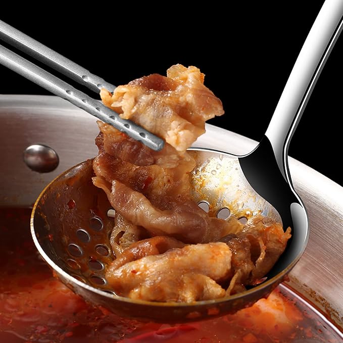 Soup Spoon Stainless Steel Heavy Duty Big Soup Ladle Colander Serving Spoon - Image 7
