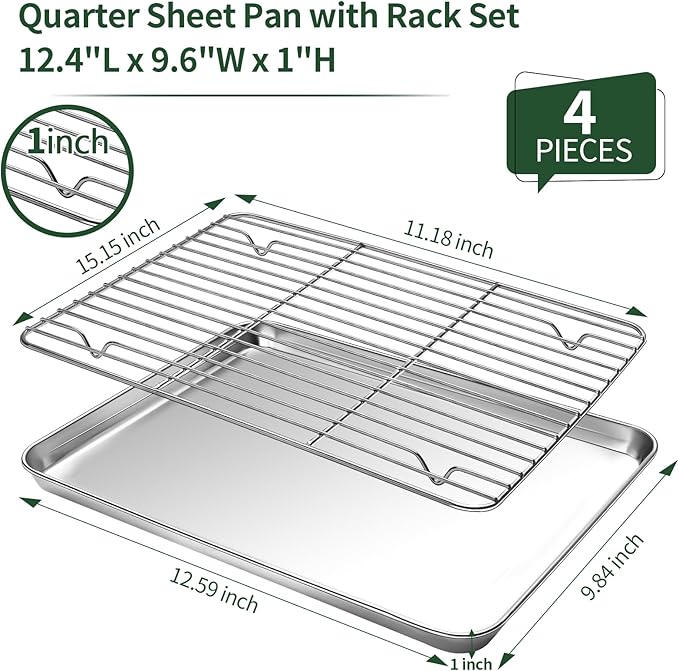 Baking Sheet with Wire Rack Set, CEKEE Stainless Steel Cookie Sheets - Image 2