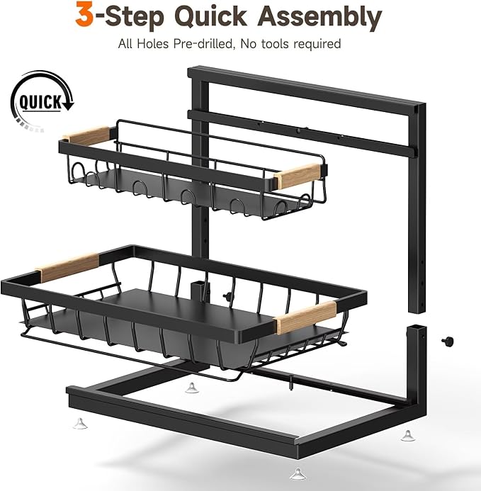 Sevenblue 2 Packs Under Sink Organizer, Height Adjustable 2 Tier Under Kitchen - Image 7