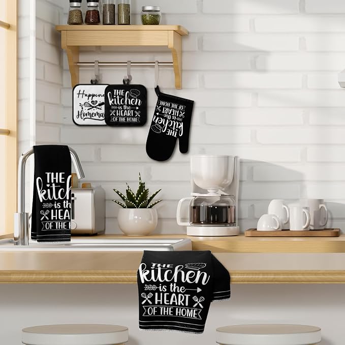 Sratte 6 Pcs Kitchen Decor Accessories Set Farmhouse Towels Pot Holders Oven - Image 6