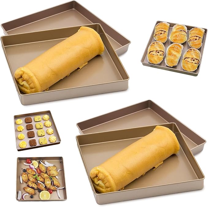 4 Pack 11 Inch Square Cake Pan, Deep Size Baking Pan Nonstick Cookie Sheet by Unknown