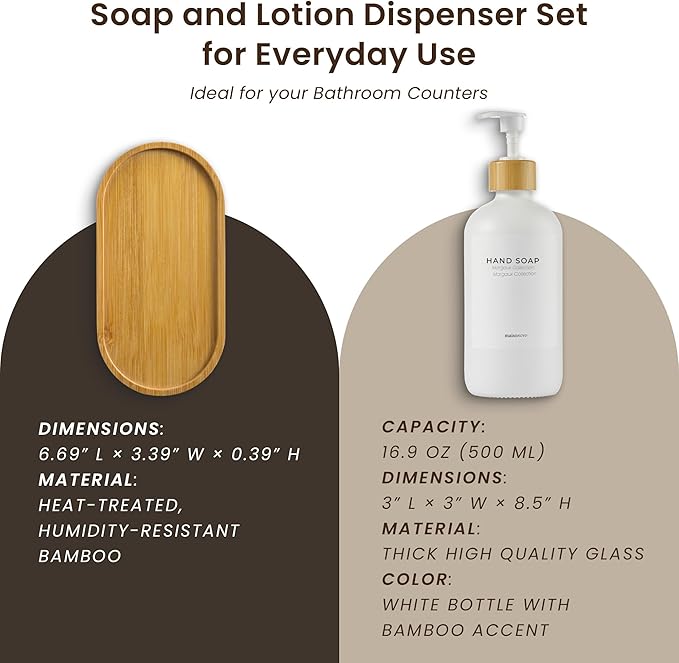 MaisoNovo Glass Soap Dispenser Bathroom Set of 2-16.9 oz Bathroom Soap - Image 4