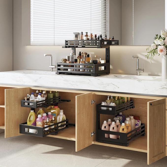 1-Pack Under Sink Organizers and Storage, 2-Tier L Shape Pull Out Cabinet - Image 8