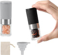 Mini Salt and Pepper Grinder Set, Small Tiny Adjustable Coarseness Ceramic Salt by VEVOKCHEF