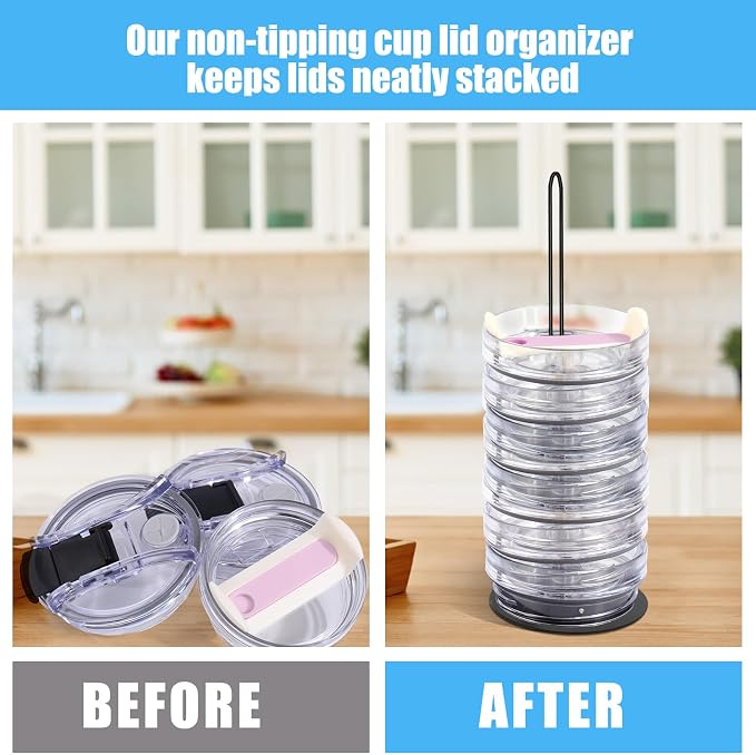 Vodolo Tumbler Lid Organizer, Slim Vertical Storage - Image 3