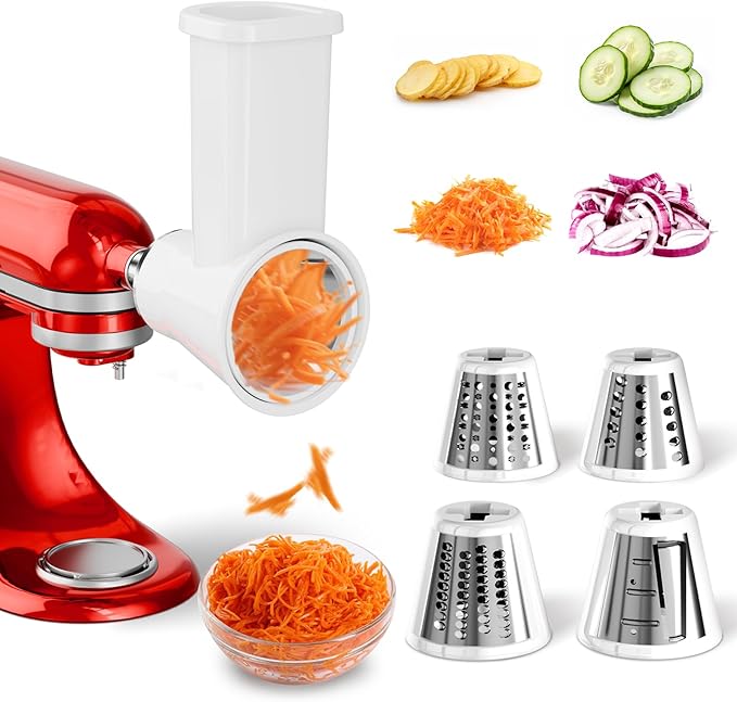 Slicer Shredder Attachment for KitchenAid Stand Mixer, Cheese Grater Attachment by GuanQiao
