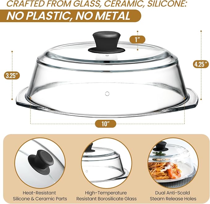2 in 1, Tall Glass Microwave Splatter Cover - Image 2