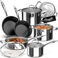 Ciwete 11-Piece Stainless Steel Pots and Pans Set Non Stick, Tri-Ply Stainless by Ciwete