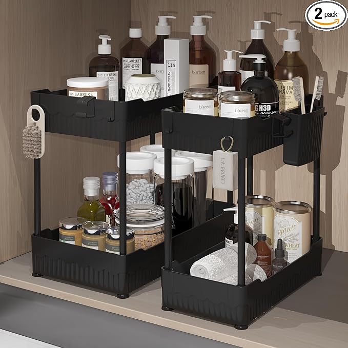 Sevenblue 2 Pack Under Sink Organizer, Under Bathroom Cabinet Organizer by Sevenblue