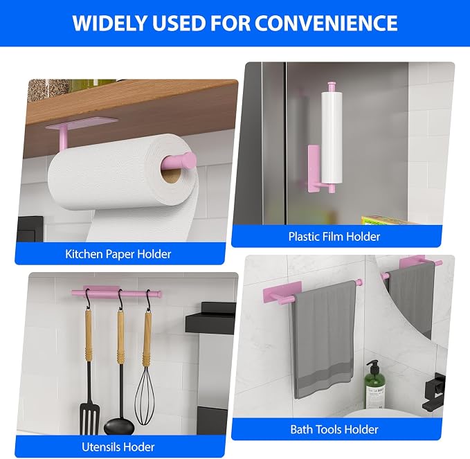 Paper Towel Holder Under Cabinet, Self-Adhesive, No Drilling, Stainless Steel - Image 3