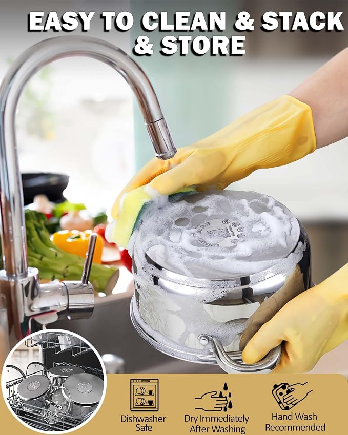 Cook N Home Kitchen Cookware Sets, 12-Piece Basic Stainless Steel Pots and Pans - Image 8