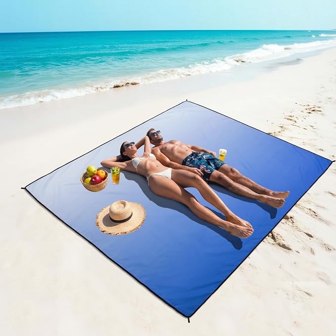 WIWIGO Beach Blanket Waterproof Sandproof Beach Mat 79" X 83"/10'x9'for 2-8 - Image 6