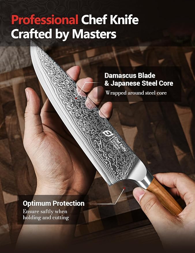 Emojoy Damascus Kitchen Knife Set, 67-Layers Damascus Knife - Image 6