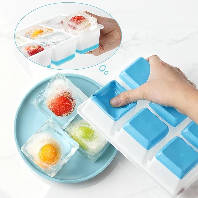 Large Ice Cube Trays 2 Pack, Easy Release 2.4" Super Big Ice Cubes, Stackable - Image 2