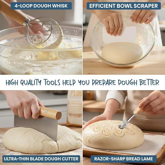 Sourdough Starter Kit, Banneton Bread Proofing Basket Set - Image 5