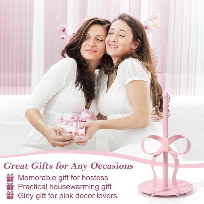Pink Bow Paper Towel Holder Coutertop - Image 7