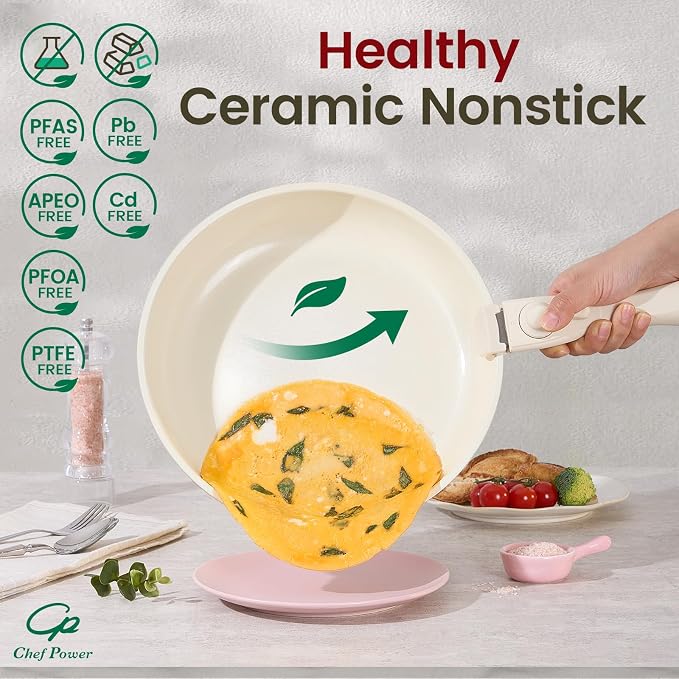Chef Power Ceramic Nonstick Pots and Pans Set 19 Piece - Image 4