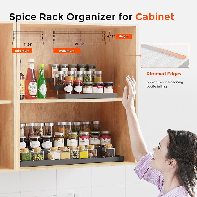 2 Pack Expandable Spice Rack Organizer - Image 4