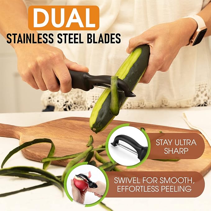 Spring Chef Premium Swivel Vegetable Peeler, Soft Grip Handle and Ultra Sharp - Image 3